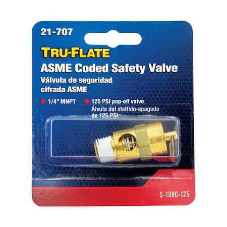 Tru-Flate Tru-Flate Brass Safety Valve 1/4 in. Male 1 pc 21707